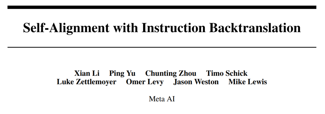 Paper – Instruction Backtranslation