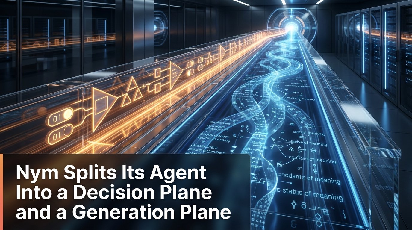 Nym Splits Its Agent Into a Decision Plane and a Generation Plane