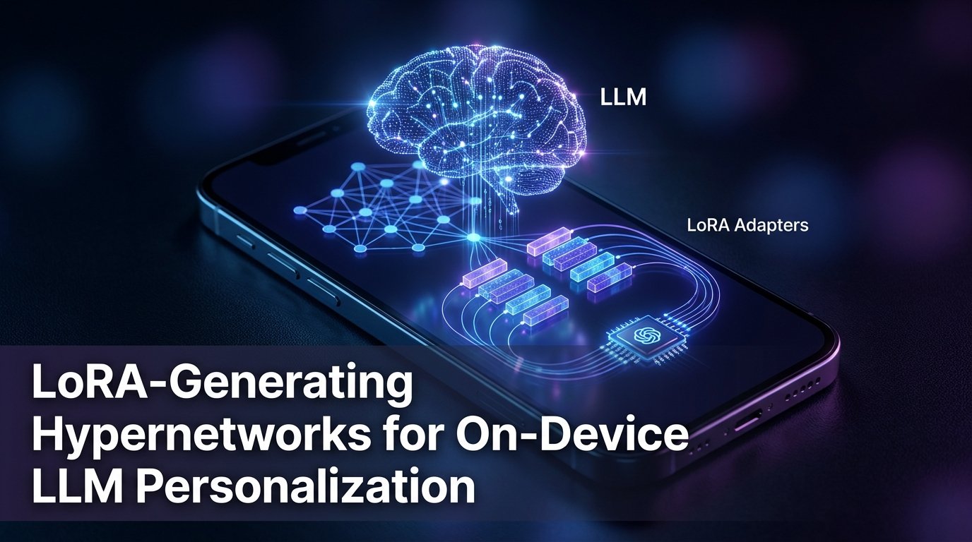 Hypernetworks That Generate LoRA Adapters Personalize On-Device LLMs Without Gradient Descent