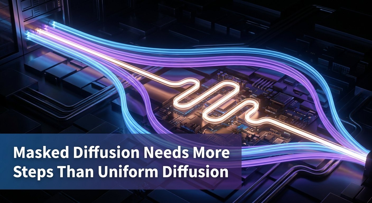 Masked Diffusion Needs More Steps Than Uniform Diffusion